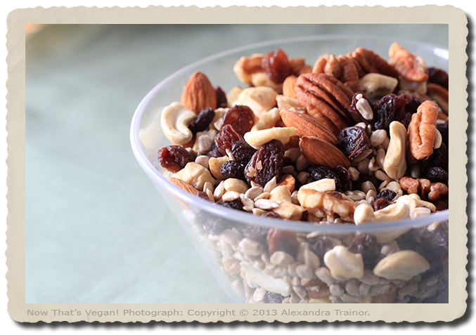 A mix of nuts, seeds, and dried fruit.